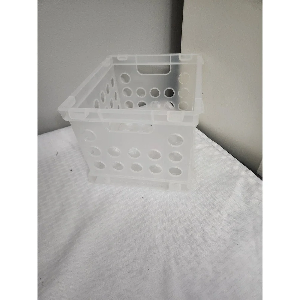 Sterilite Mini Crate Frosted Clear Plastic Stackable Storage Bin Organizer